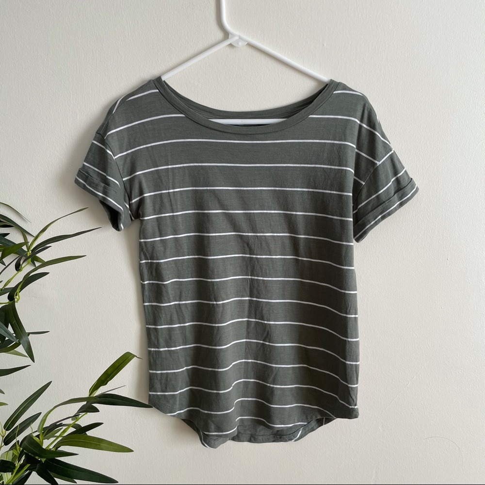Green & White Striped Tee